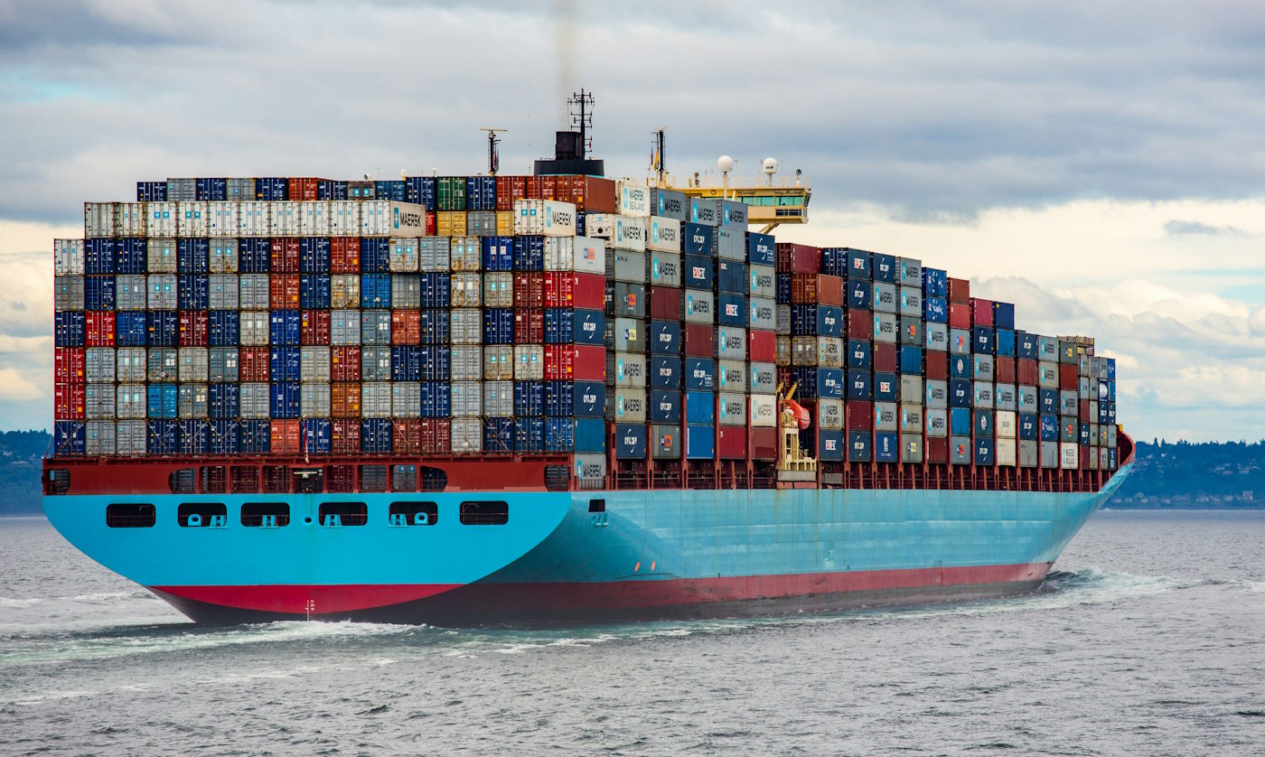 container ship on the water