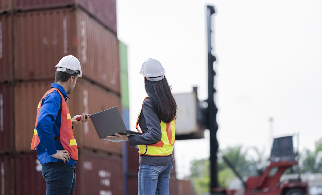 two logistics workers